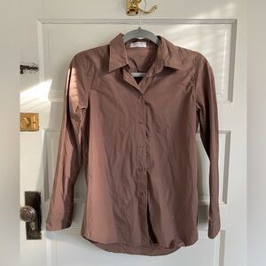 Aritzia Babaton Brown Button Down Shirt Size XS